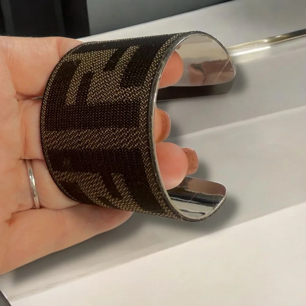 Repurposed cuff bracelet from authentic FENDI bag